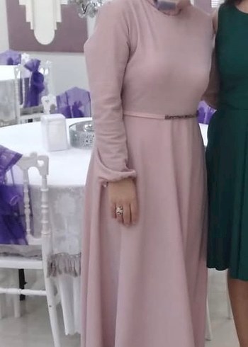 Diğer Pudra Renkli Uzun Kollu Pilili Elbise
