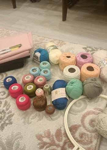 Pastel Renkli El Orgusu Ve Nakis İpi Seti