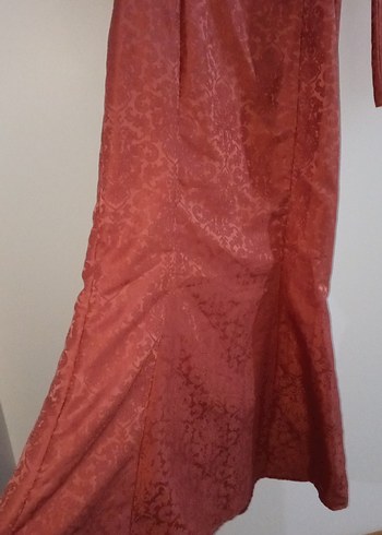 Özel Dikim Pembe Uzun Kollu Yılan Desenli Uzun Elbise - Görsel 3