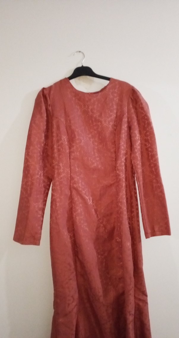 Özel Dikim Pembe Uzun Kollu Yılan Desenli Uzun Elbise - Görsel 2