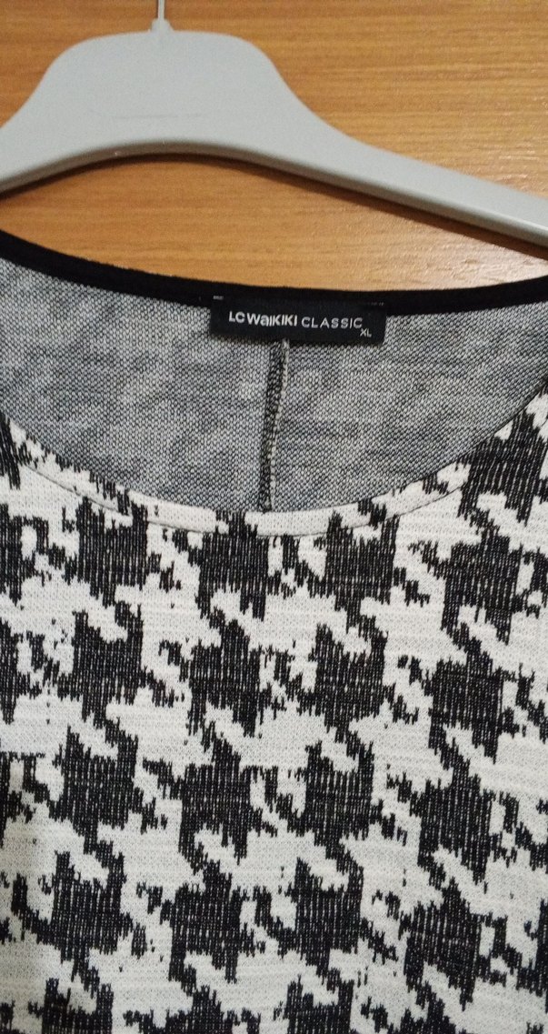 Kadın Gri Desenli Uzun Kollu Midi Tunik - Görsel 2