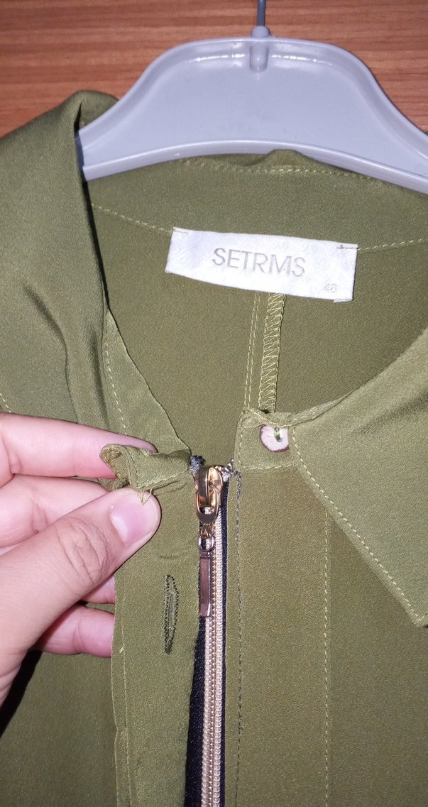 Düğmeli Uzun Haki Kadın Tunik - Görsel 3