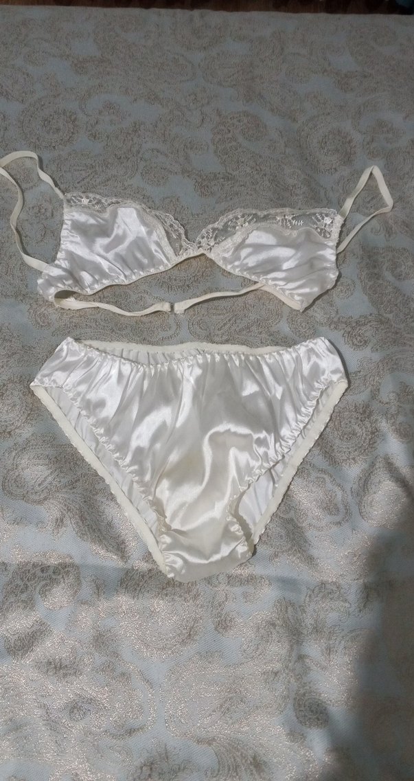 Beyaz Bohem Vintage Kadın Saten Pijama Takımı - Görsel 4