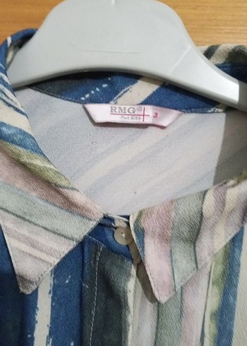 Düğmeli Uzun Kollu Batik Desenli Kadın Gömlek - Görsel 2