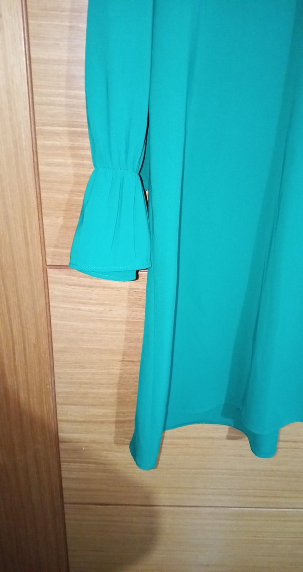 Yeşil Piliseli Uzun Kollu Midi Tunik - Görsel 2