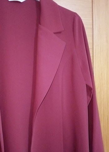 Fuşya Uzun Kadın Ofis Kabanı - Görsel 3