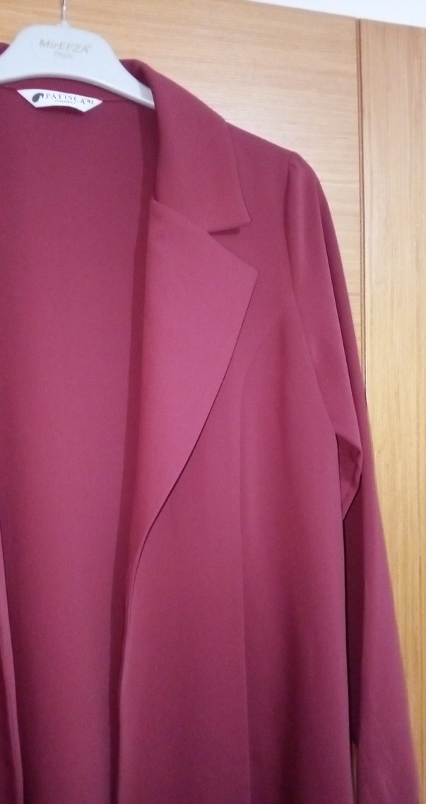 Fuşya Uzun Kadın Ofis Kabanı - Görsel 3