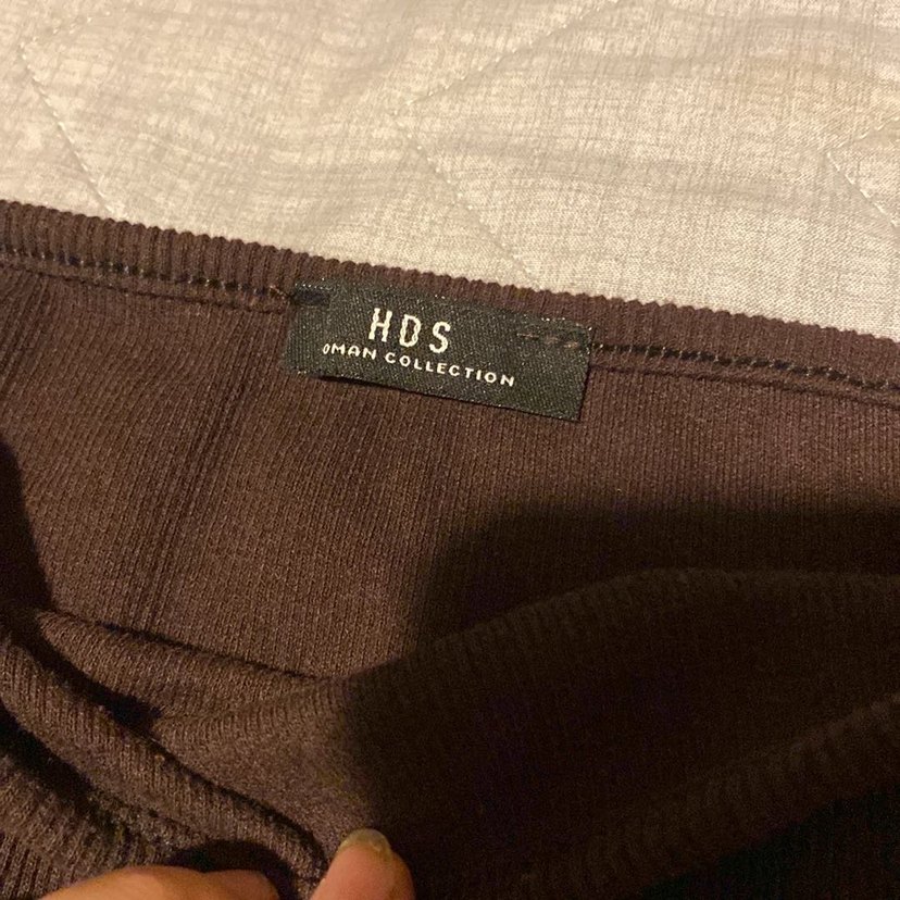 Kahverengi Uzun Kollu madonna yaka Kadın Kazak - Görsel 3