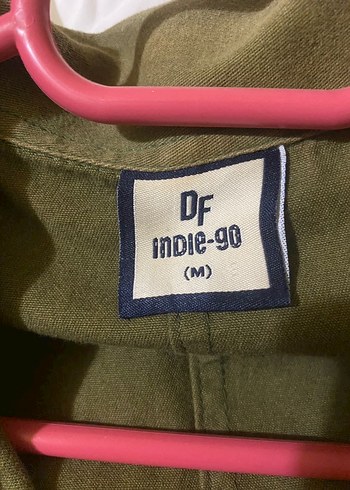 Düğmeli Koyu Haki Kadın Keten ceket - Görsel 2