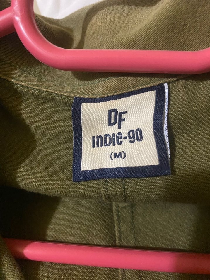 Düğmeli Koyu Haki Kadın Keten ceket - Görsel 2