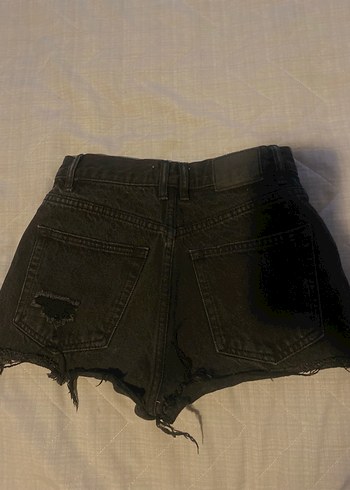 Siyah Yırtık Kot Mini Şort - Görsel 2