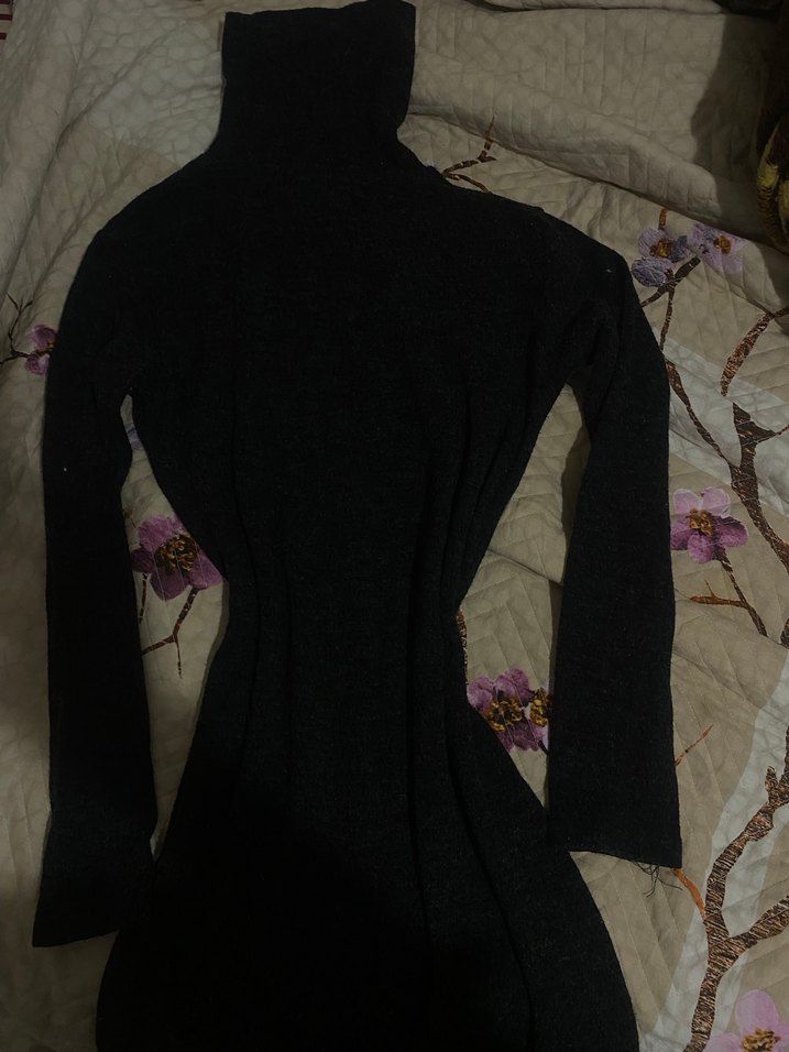 Siyah Balıkçı Yaka midi elbise - Görsel 2