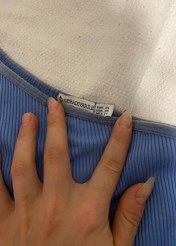 Mavi Straplez Fitilli crop - Görsel 3