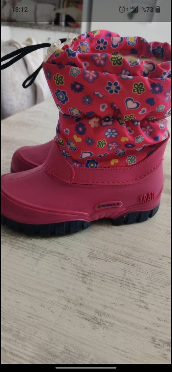 Çiçek Desenli Pembe Kız Çizmesi - Görsel 2