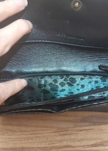 Turkuaz Yılan Desenli Deri Kadın Cüzdanı - Görsel 8
