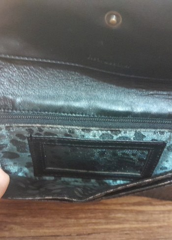 Turkuaz Yılan Desenli Deri Kadın Cüzdanı - Görsel 6