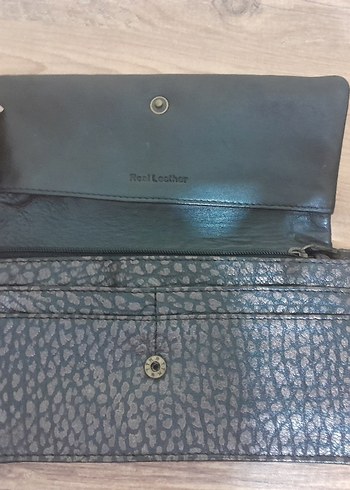 Turkuaz Yılan Desenli Deri Kadın Cüzdanı - Görsel 4