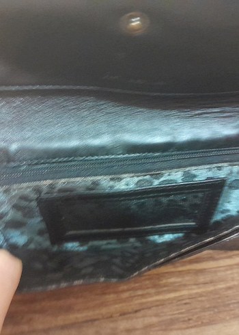 Turkuaz Yılan Desenli Deri Kadın Cüzdanı - Görsel 5