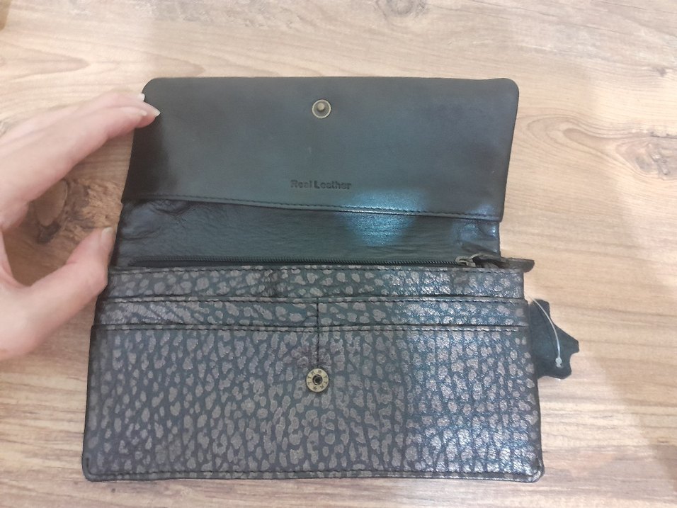 Turkuaz Yılan Desenli Deri Kadın Cüzdanı - Görsel 4