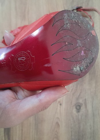 Kırmızı Kadın Dolgu Topuklu Abiye Ayakkabı - Görsel 6