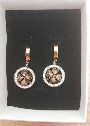 Kahverengi Boncuklu Mini Çiçek Küpeler - Görsel 2