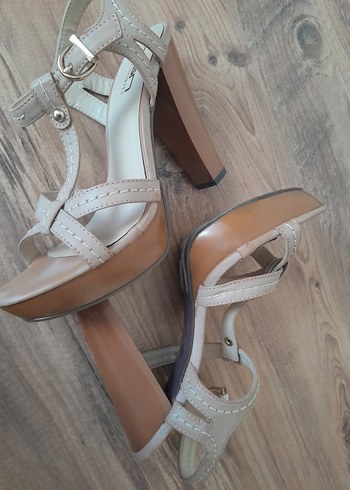 Bej Bohem Platform Topuklu Kadın Ayakkabı - Görsel 6