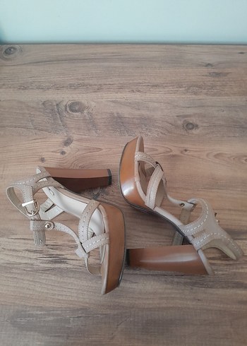 Bej Bohem Platform Topuklu Kadın Ayakkabı - Görsel 5