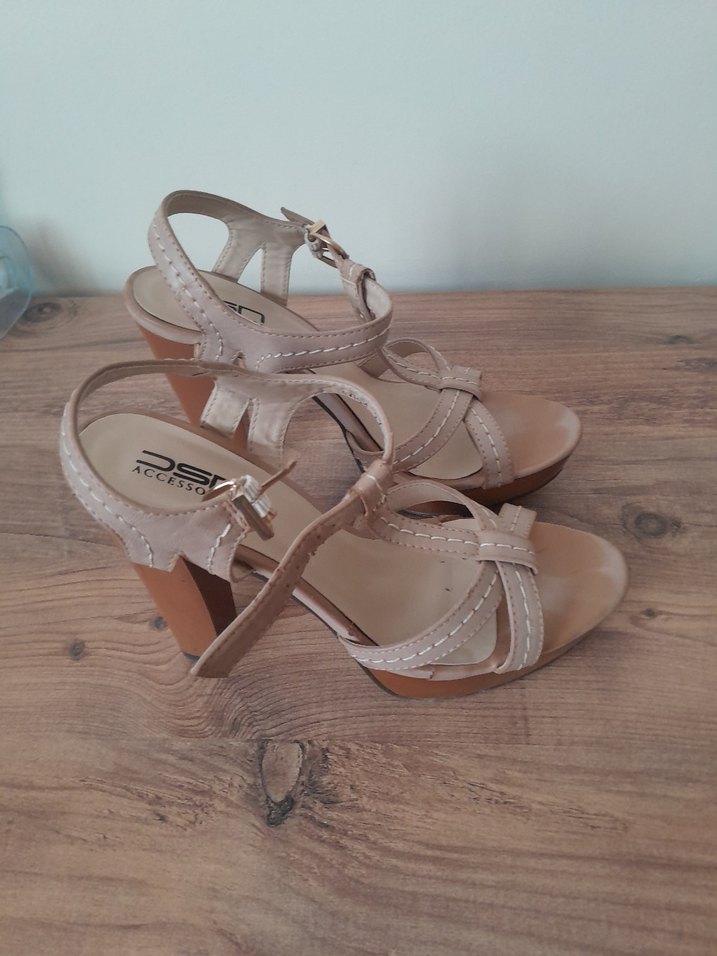 Bej Bohem Platform Topuklu Kadın Ayakkabı - Görsel 3