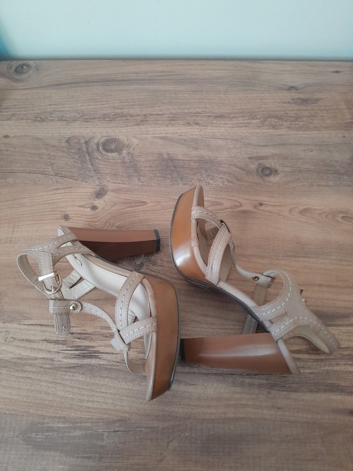 Bej Bohem Platform Topuklu Kadın Ayakkabı - Görsel 5