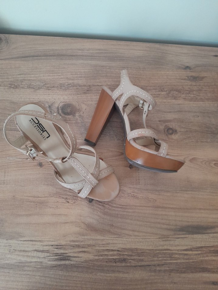 Bej Bohem Platform Topuklu Kadın Ayakkabı - Görsel 2