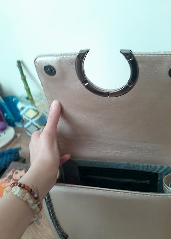 Bej Süet Tokalı Kadın Portföy Çanta - Görsel 9