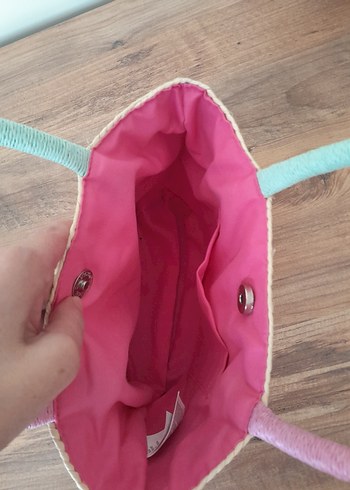 Dantel Detaylı Pembe Bohem Örgü Çanta - Görsel 5