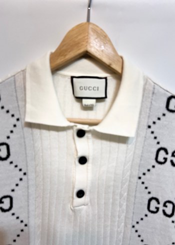 Gucci Beyaz Örme Polo Tişört - Görsel 3