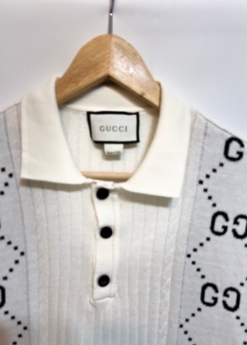 Gucci Beyaz Örme Polo Tişört - Görsel 2