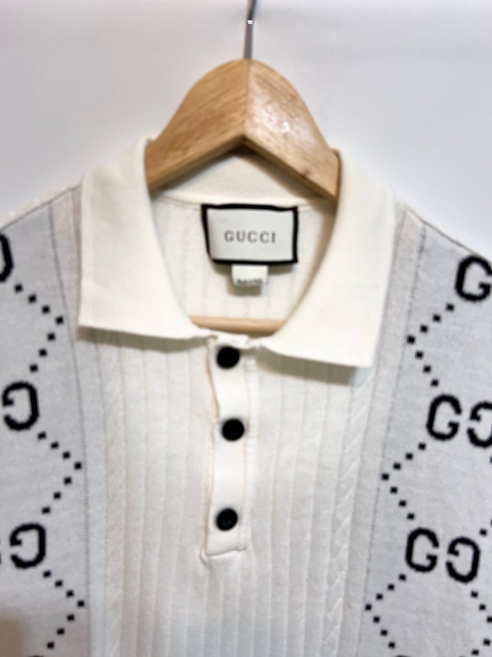 Gucci Beyaz Örme Polo Tişört - Görsel 3