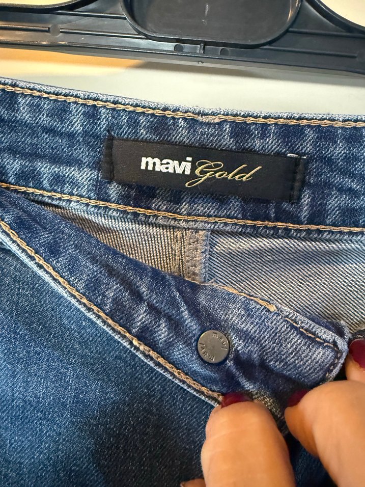 Kadın Mavi Parlak Kot Pantolon - Görsel 2