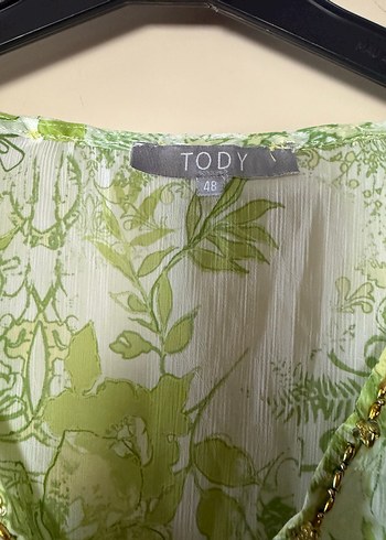 Uzun V Yakalı Yeşil Bohem Tunik - Görsel 4