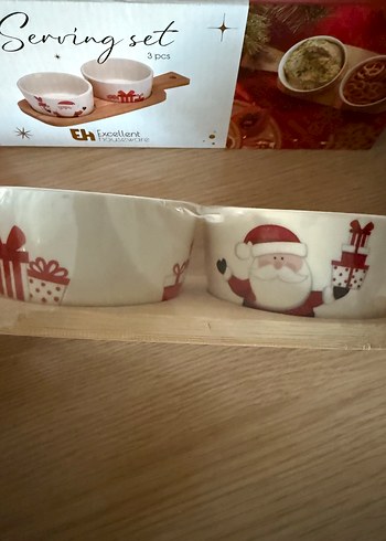 Beyaz Noel Temalı 3 Parça Servis Seti - Görsel 2