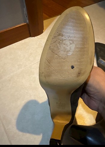 Gri Deri Tokalı Stiletto Dizüstü Çizme - Görsel 6