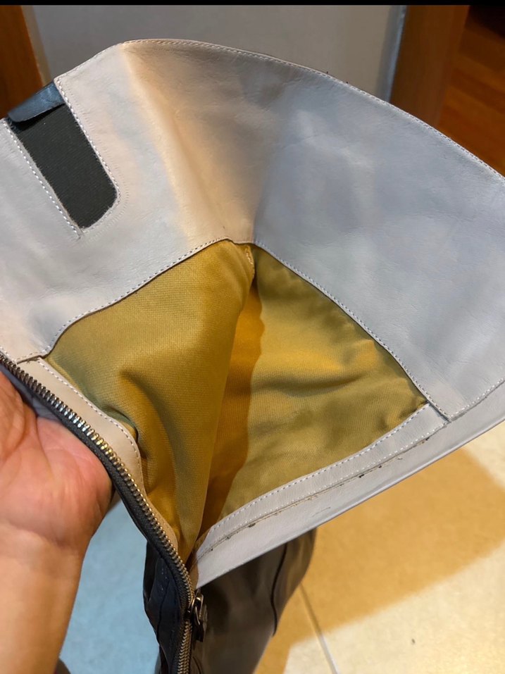 Gri Deri Tokalı Stiletto Dizüstü Çizme - Görsel 4