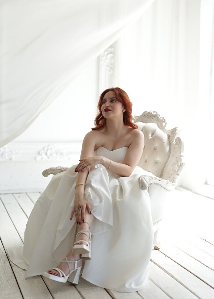 Özel tasarım saten Gelinlik - Görsel 5