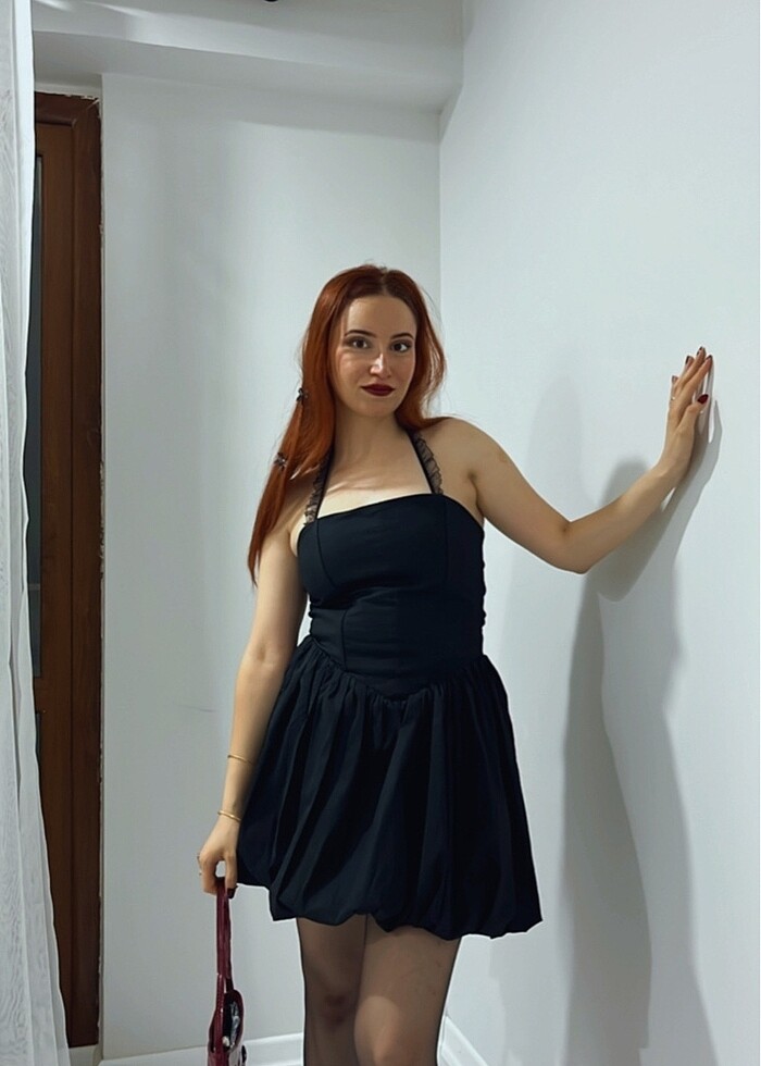 Holly lolly siyah mini balon elbise - Görsel 2