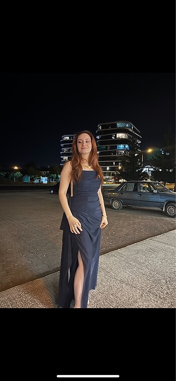 Simli gece mavisi renginde abiye - Görsel 6