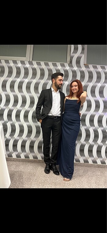 Simli gece mavisi renginde abiye - Görsel 5