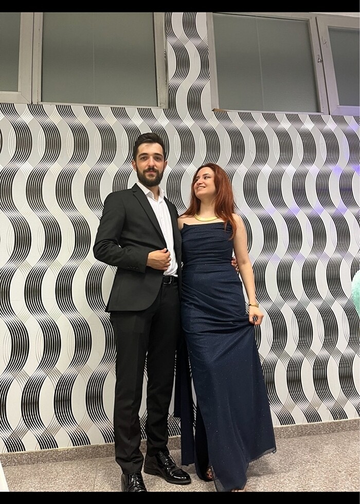 Simli gece mavisi renginde abiye - Görsel 3