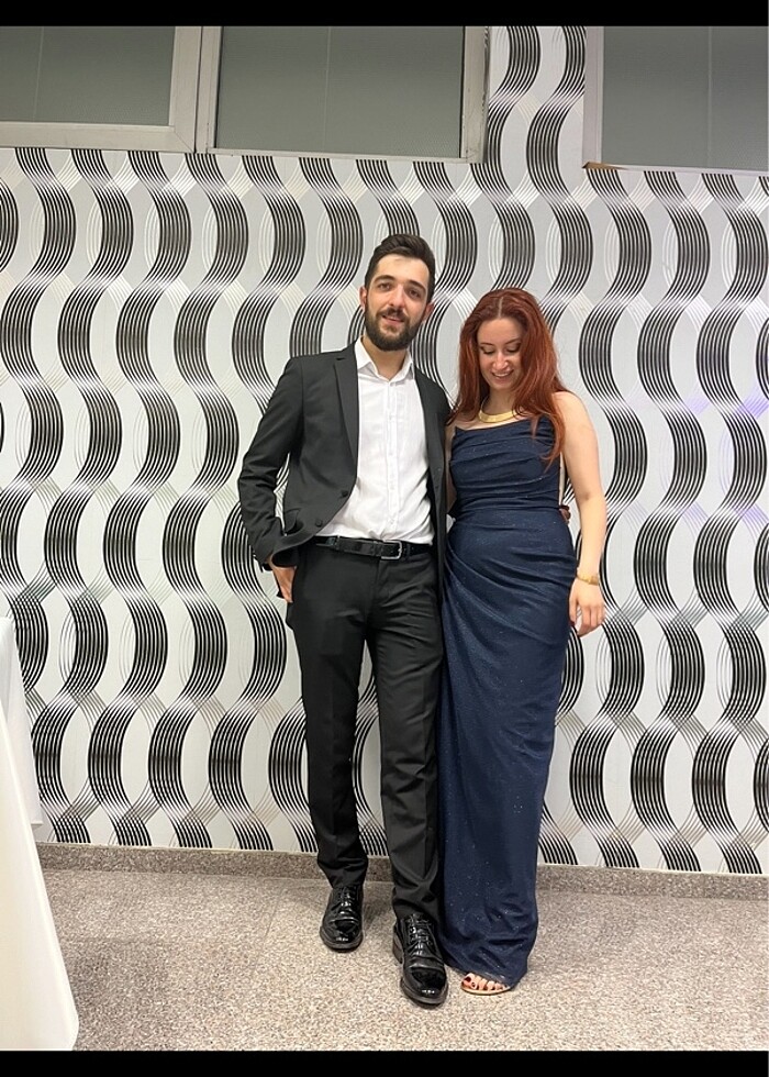 Simli gece mavisi renginde abiye - Görsel 4