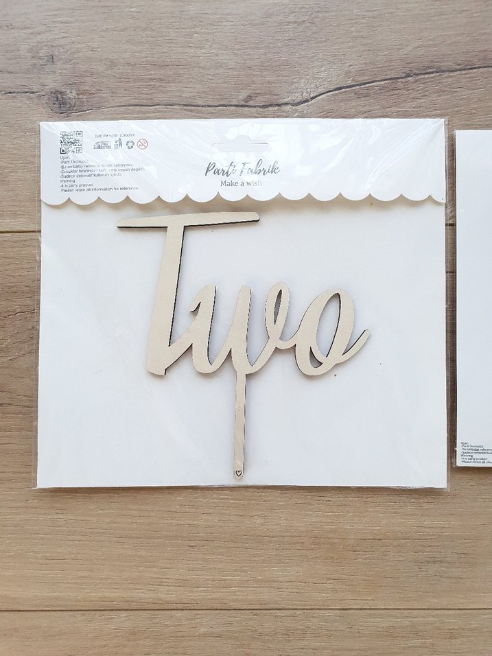 Doğumgünü Doğum günü Ahşap Parti Pasta Süsü 2 yaş balon folyo - Görsel 2