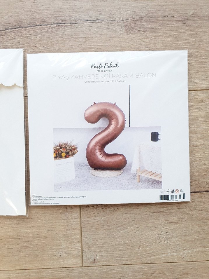 Doğumgünü Doğum günü Ahşap Parti Pasta Süsü 2 yaş balon folyo - Görsel 3