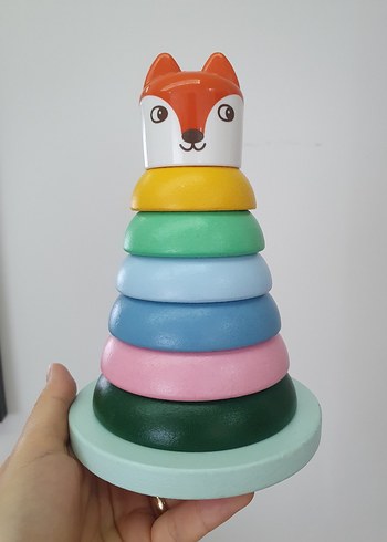 Ikea eğitici bebek oyuncağı renkli halka bloklar Uppsta ahşap