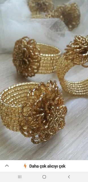 Gold altın boncuklu dore rengi peçete halkası yüzüğü çeyizlik